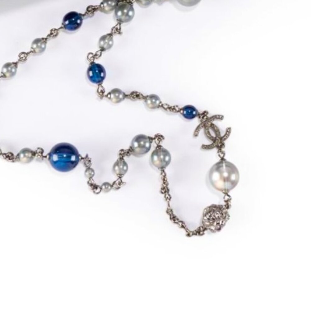 🌟HP💫 Chanel Necklace Blue & Grey, in Chanel Box - Picture 3 of 3